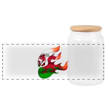 Drapeau du Pays de Galles - Gallois - Ninja - Boîte à biscuits avec couvercle en bois - blanc - Devant