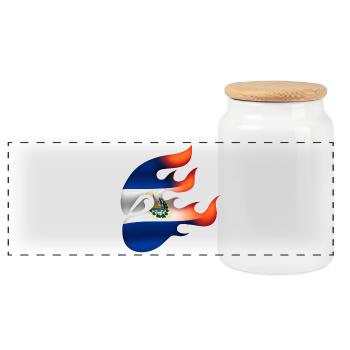 Flag of El Salvador - The Savior - Ninja - Panoramic Cookie Jar with Wooden Lid - white - Front