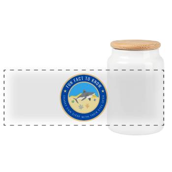 Sharks can sleep with their eyes open - Panoramic Cookie Jar with Wooden Lid - white - Front