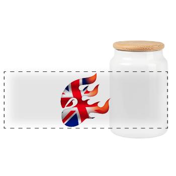Drapeau du Royaume-Uni - Royaume-Uni - Ninja - Boîte à biscuits avec couvercle en bois - blanc - Devant