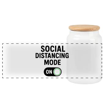 Mode de distanciation sociale activé - Boîte à biscuits avec couvercle en bois - blanc - Devant