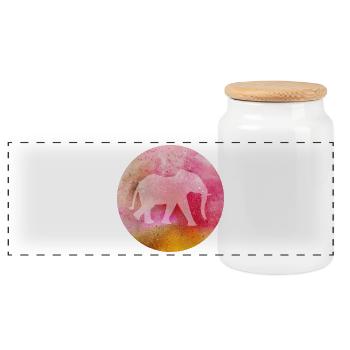 Yoga Holi Festival Elephant Power om Namaste India - Panoramic Cookie Jar with Wooden Lid - white - Front