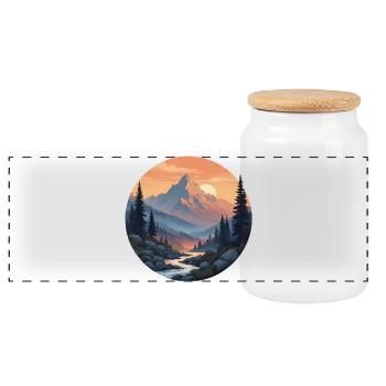 Berglandschaft bei Sonnenuntergang - Panorama Keksdose mit Holzdeckel - Weiß - Vorne