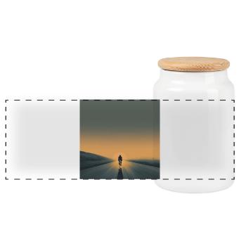 Riding into the Sunset – Freiheit auf zwei Rädern - Panorama Keksdose mit Holzdeckel - Weiß - Vorne
