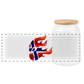Norwegian Flag - Norway - Ninja - Panoramic Cookie Jar with Wooden Lid - white - Front