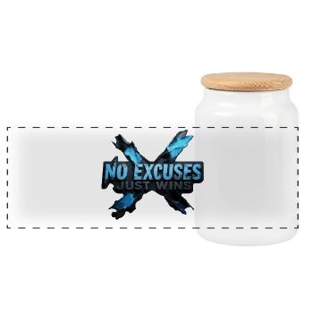 Pas d’excuses, juste des victoires - Conception de salle de sport motivante - Boîte à biscuits avec couvercle en bois - blanc - Devant