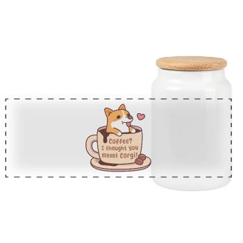 Corgi mignon dans une tasse de café Je pensais que vous vouliez dire Corgi - Boîte à biscuits avec couvercle en bois - blanc - Devant