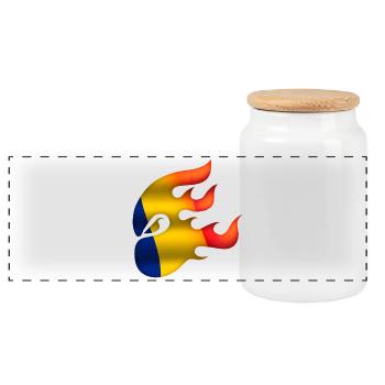 Rumänien Flagge - Rumänien - Ninja - Panorama Keksdose mit Holzdeckel - Weiß - Vorne