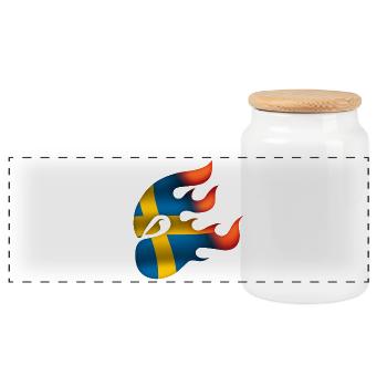 Drapeau de la Suède - Suède - Ninja - Boîte à biscuits avec couvercle en bois - blanc - Devant
