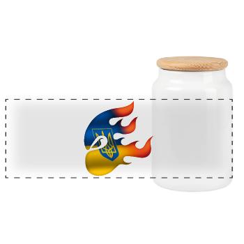 Flagge der Ukraine - Ukraine - Ninja - Panorama Keksdose mit Holzdeckel - Weiß - Vorne