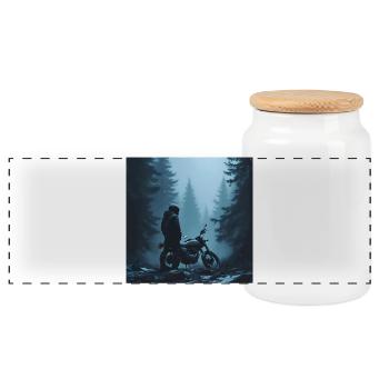 Northern Mist - Panoramic Cookie Jar with Wooden Lid - white - Front