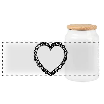 Heart | Herz mit markantem Rand (Vectorgraphic) - Panorama Keksdose mit Holzdeckel - Weiß - Vorne