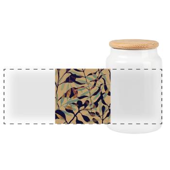 Feuilles grillées - Boîte à biscuits avec couvercle en bois - blanc - Devant
