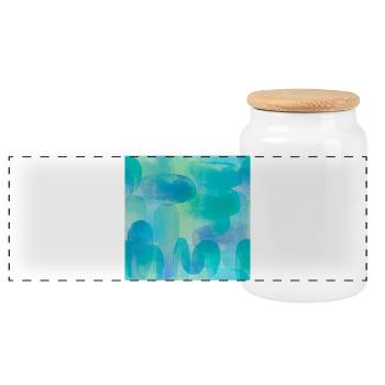 Watercolors in Blue and Green Tones - Panoramic Cookie Jar with Wooden Lid - white - Front