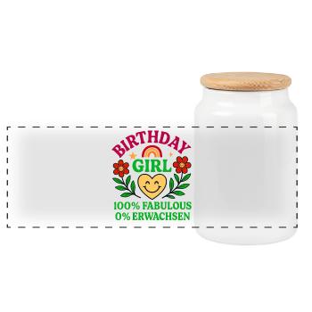 Belle conception de fille d’anniversaire - Boîte à biscuits avec couvercle en bois - blanc - Devant