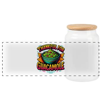 Dankbar für die Guacamole-Dish-Illustration - Panorama Keksdose mit Holzdeckel - Weiß - Vorne