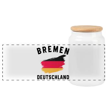 T-shirt expressif avec drapeau dans un style artistique - Boîte à biscuits avec couvercle en bois - blanc - Devant