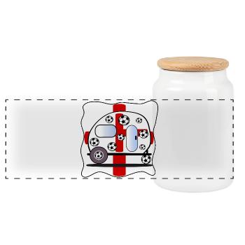 SOCCER CAMPING ENGLAND - Panorama Keksdose mit Holzdeckel - Weiß - Vorne