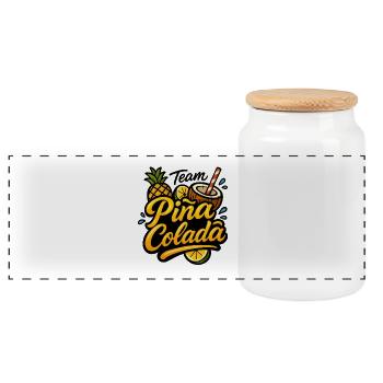 Team Pina Colada - Panorama Keksdose mit Holzdeckel - Weiß - Vorne