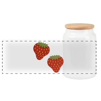 Vivid Strawberry Pattern for Casual Wear - Panoramic Cookie Jar with Wooden Lid - white - Front
