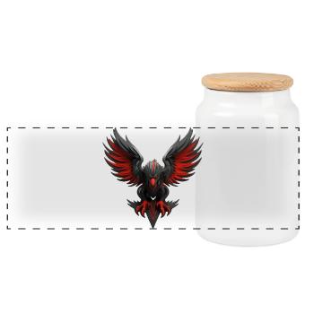 Dark Mythic Eagle Emblem - Panoramic Cookie Jar with Wooden Lid - white - Front