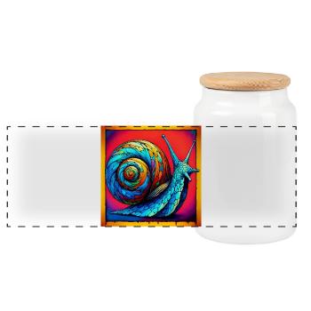Snail - Panoramic Cookie Jar with Wooden Lid - white - Front