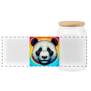 Panda - Panorama Keksdose mit Holzdeckel - Weiß - Vorne