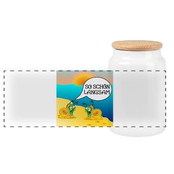SCHNECKEN SONNENUNTERGANG STRAND - Panorama Keksdose mit Holzdeckel - Weiß - Vorne