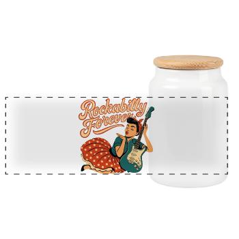 Rockabilly Forever Air Kiss Woman 50s Gift - Panoramic Cookie Jar with Wooden Lid - white - Front