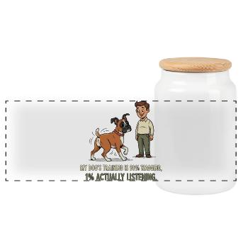 L’éducation de mon chien... - Boîte à biscuits avec couvercle en bois - blanc - Devant
