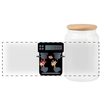 FUNNY CHICKENS COFFEE MAKER COFFEE - Panoramic Cookie Jar with Wooden Lid - white - Front