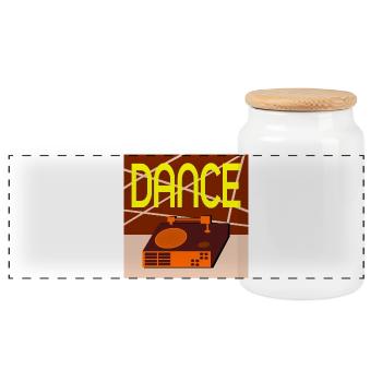 VINYL RECORD MUSIC RETRO DANCING - Panoramic Cookie Jar with Wooden Lid - white - Front