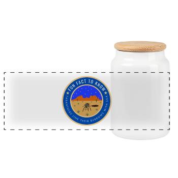 Desert Night Tarantula Fact - Panoramic Cookie Jar with Wooden Lid - white - Front