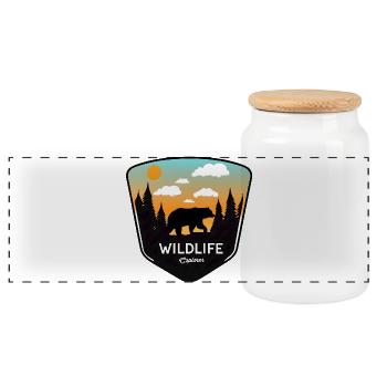 Wildlife explorer - Panoramic Cookie Jar with Wooden Lid - white - Front