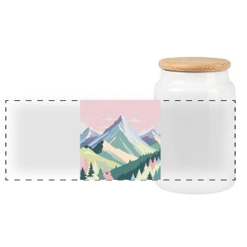 Abstrakte Berglandschaft mit Pastellfarben - Panorama Keksdose mit Holzdeckel - Weiß - Vorne