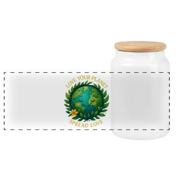 Aimez votre planète - Boîte à biscuits avec couvercle en bois - blanc - Devant