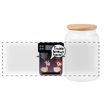 INFUSION DE CAFÉ CHICKEN TROUBLE - Boîte à biscuits avec couvercle en bois - blanc - Devant