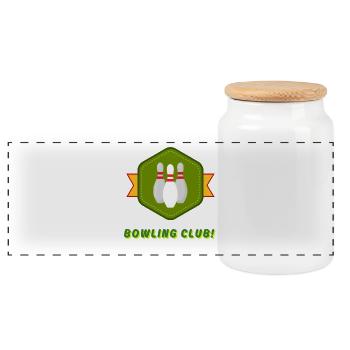 Bowling Bowling Design im Vintage-Stil - Panorama Keksdose mit Holzdeckel - Weiß - Vorne