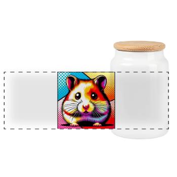 hamster - Boîte à biscuits avec couvercle en bois - blanc - Devant
