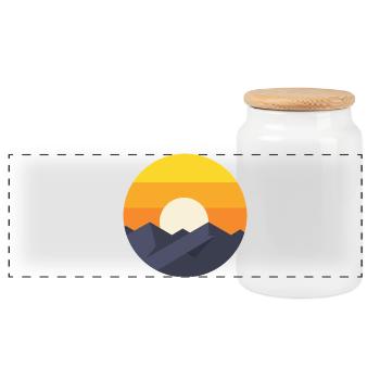 Sunset Mountain Abstract - Panoramic Cookie Jar with Wooden Lid - white - Front