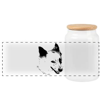 Selfie avec un visage de chien - Boîte à biscuits avec couvercle en bois - blanc - Devant