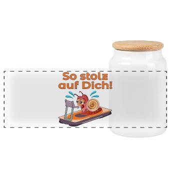 SCHNECKENTEMPO LAUFBAND LAUFEN - Panorama Keksdose mit Holzdeckel - Weiß - Vorne