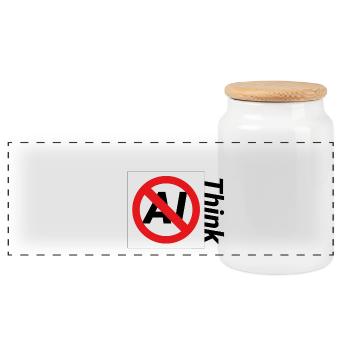 Illustration de texte interdite minimaliste - Boîte à biscuits avec couvercle en bois - blanc - Devant