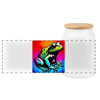 Frosch - Panorama Keksdose mit Holzdeckel - Weiß - Vorne