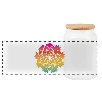 Blume Mandala Ornament Farbverlauf Yoga Indien om - Panorama Keksdose mit Holzdeckel - Weiß - Vorne