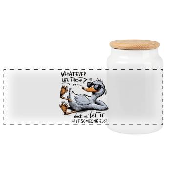 Oie impertinente avec des lunettes et du texte - Boîte à biscuits avec couvercle en bois - blanc - Devant