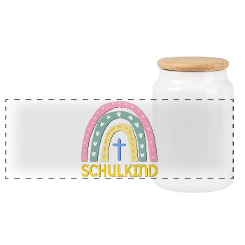 CHRISTLICHER GLAUBE SCHULKIND SCHULANFANG - Panorama Keksdose mit Holzdeckel - Weiß - Vorne