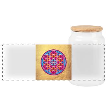 Fleur de Vie Or Yoga Inde om Namaste Mandala - Boîte à biscuits avec couvercle en bois - blanc - Devant
