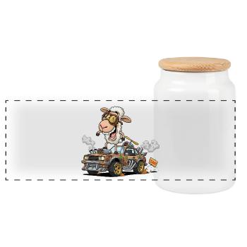 Llama Racer avec équipement Steampunk - Boîte à biscuits avec couvercle en bois - blanc - Devant