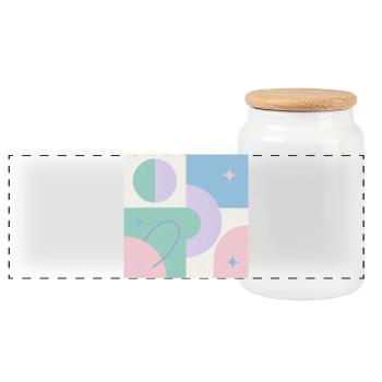 Pastellfarbenes geometrisches Kosmos-Design - Panorama Keksdose mit Holzdeckel - Weiß - Vorne